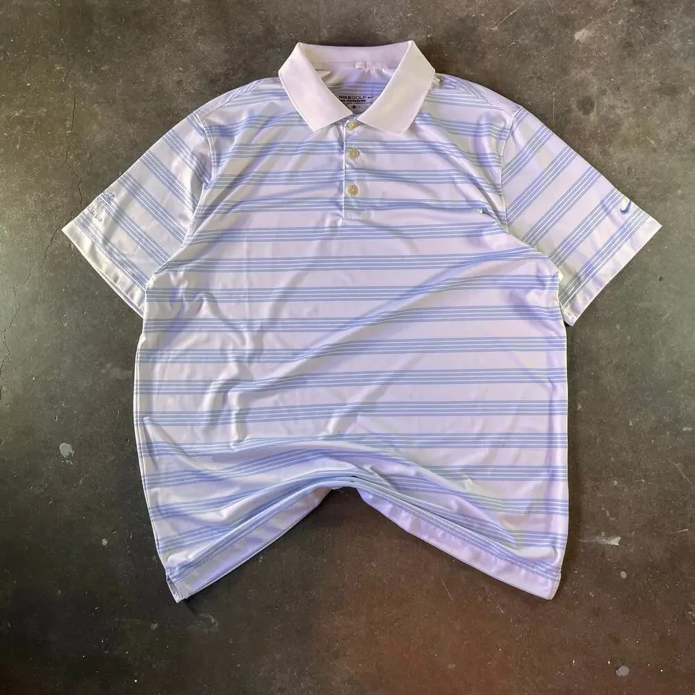 Modern Nike golf blue/white striped athletic golf polo dri fit shirt men’s xl